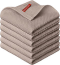 Artoid Mode 100% Cotton Brown Waffle Weave Kitchen Dish Cloths, 12x12 Inch Ultra Soft Absorbent Quick Drying Kitchen Dish Towels Set of 6