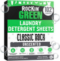 Rockin' Green Travel Laundry Detergent Sheets Unscented - Mess-Free Laundry Sheets Detergent Powerful Cleaning with Sodium Bicarbonate - Easily Dissolvable Laundry Soap Sheet (102 Loads, Unscented)