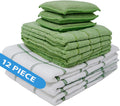 Don Aslett's 12 Piece Microfiber Kitchen Set | 6 Multi-Purpose Wash Cloths, 3 Super Absorbent Kitchen Towels, 3 Scratch-Free Sponges | Lint Free | Green