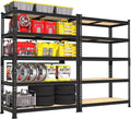PrimeZone 35.5" x 12" x 72" Heavy Duty Storage Shelves - 5 Tier Adjustable Garage Storage Shelving, Metal Storage Utility Rack Shelf Unit for Warehouse Pantry Closet Kitchen, Black, 2 Pack