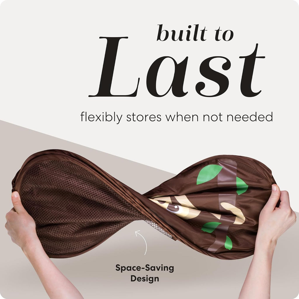 Handy Laundry Collapsible Mesh Pop Up Hamper with Wide Opening and Side Pocket - Breathable, Sturdy, Foldable, and Space-Saving Design for Clothes and Storage (Monkey)
