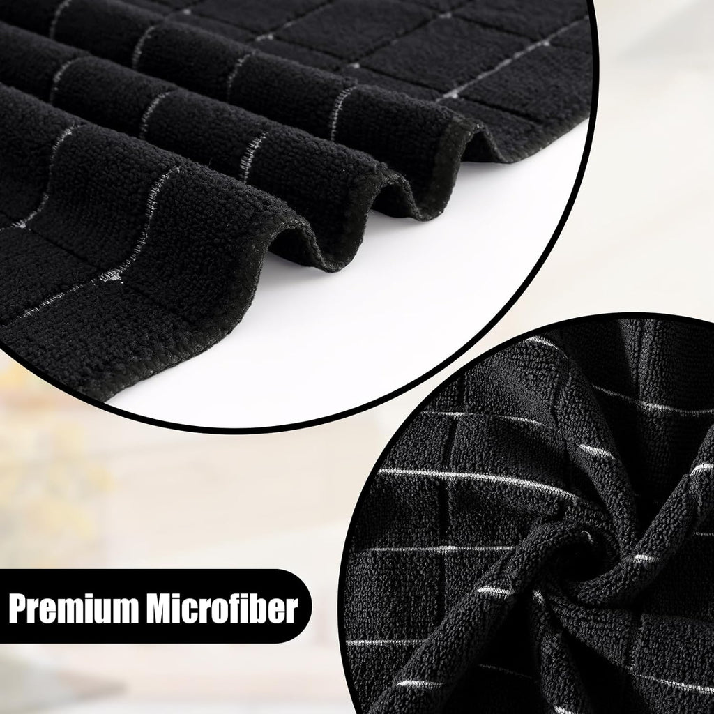 Homaxy Microfiber Kitchen Towels and Dishcloths Set, 16 Pack Soft and Absorbent Dish Hand Towels Bulk, 28 x 16 Inch & 12 x 12 Inch Quick Drying Rags for Washing Dishes, Grey