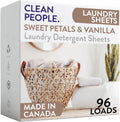 The Clean People Laundry Detergent Sheets - Laundry Soap - Ultra Concentrated, Recyclable Packaging, Stain Fighting - Sweet Petals & Vanilla, 96 Pack