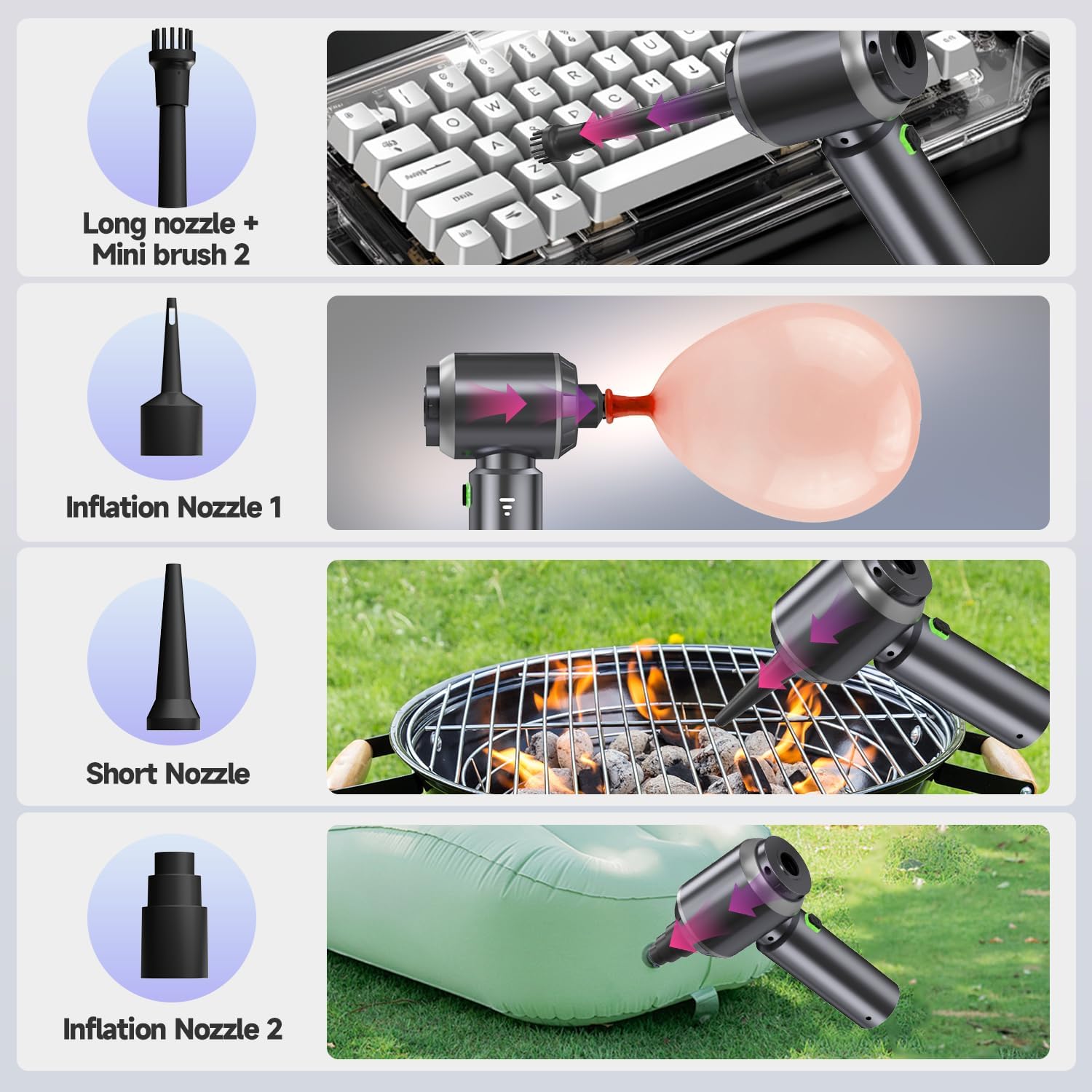 Car Vacuum Portable Cordless, Small Handheld Vacuum Cleaner with 24000PA High Power Suction, Mini Vacuum Cordless Rechargeable with One-Touch Empty, 10-in-1 Hand Vac for Car Home Office Dust