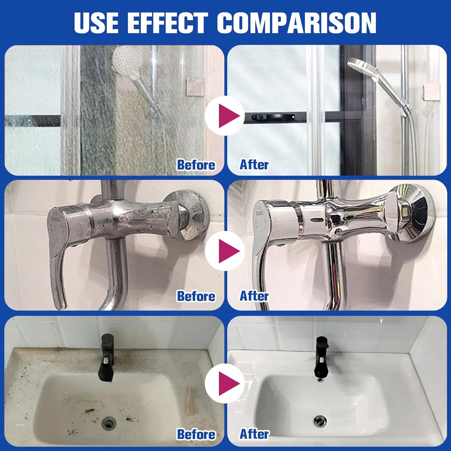 2PCS Bathroom Descaler Foam Cleaner, Stubborn Stains Cleaner, Multipurpose Bathroom Foam Cleaner Spray, Bath-room Descaler Spray for Bath-room Toilet Bath Shower Glass Sink Cleane