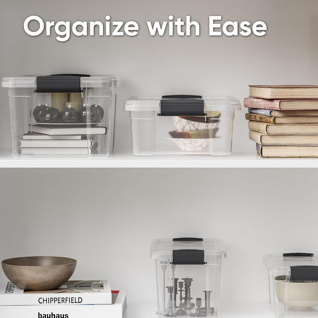 Superio Clear Storage Boxes with Lids, 16 Quart Plastic Container Bins for Organizing, Stackable Crates, BPA Free, Non Toxic, Odor Free, Organizers for Home, Office, School, and Dorm