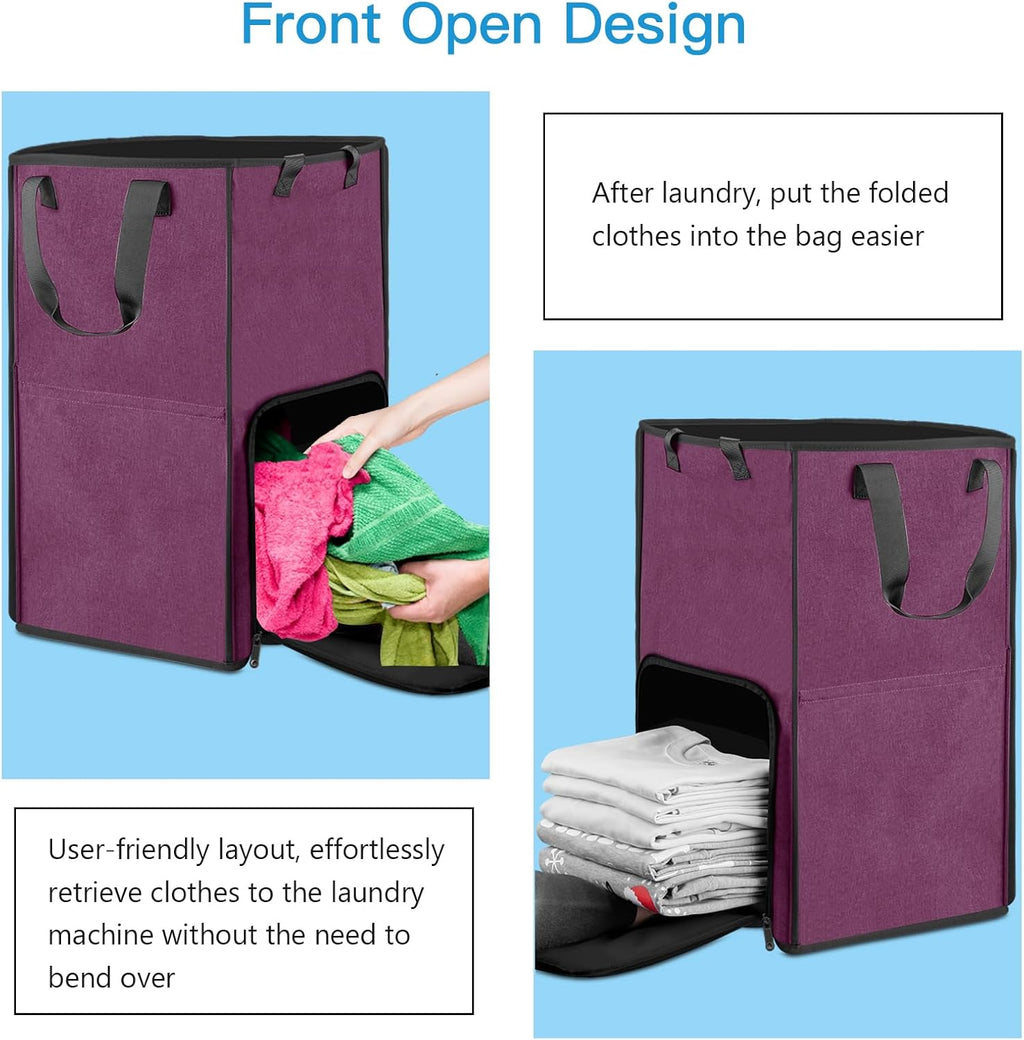 Bukere Laundry Tote Basket, Laundry Backpack Bag for Guys Girls Boys, Collapsible Laundry Hamper for College Dorm Essentials, Portable Laundry Bag for Nursery, Bathroom, Bedroom, Swimming Pool