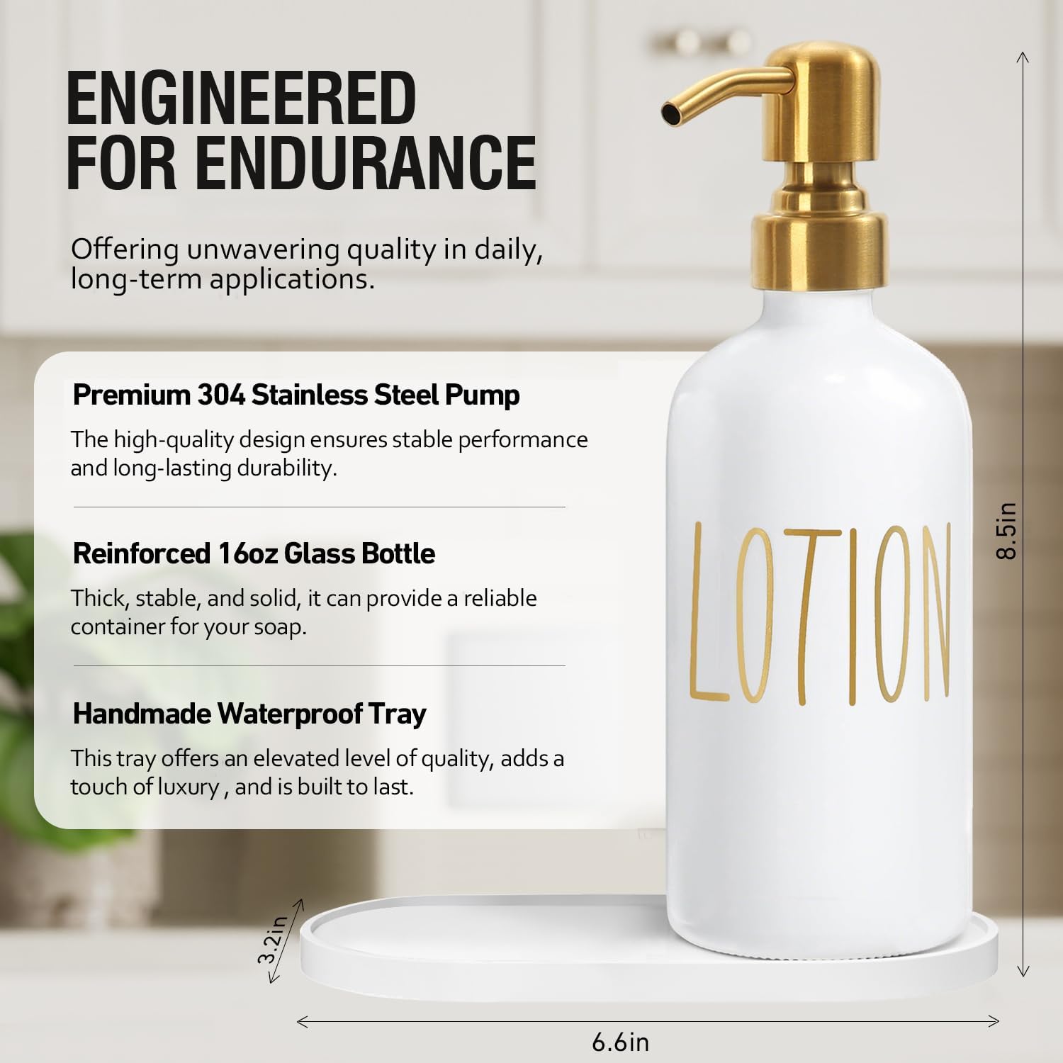 MOMEEMO Bathroom Soap Dispenser Set, Contains Lotion and Hand Soap Dispenser, Suitable for Bathroom Decor. (White)