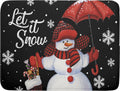 Let It Snow Dish Drying Mat, Winter Dish Drying Mat for Kitchen Counter, Christmas Cute Snowman Absorbent Fast Dry Dish Drainer Mat Protector Xmas Microfiber Dish Drying Pad 16x18 Inch