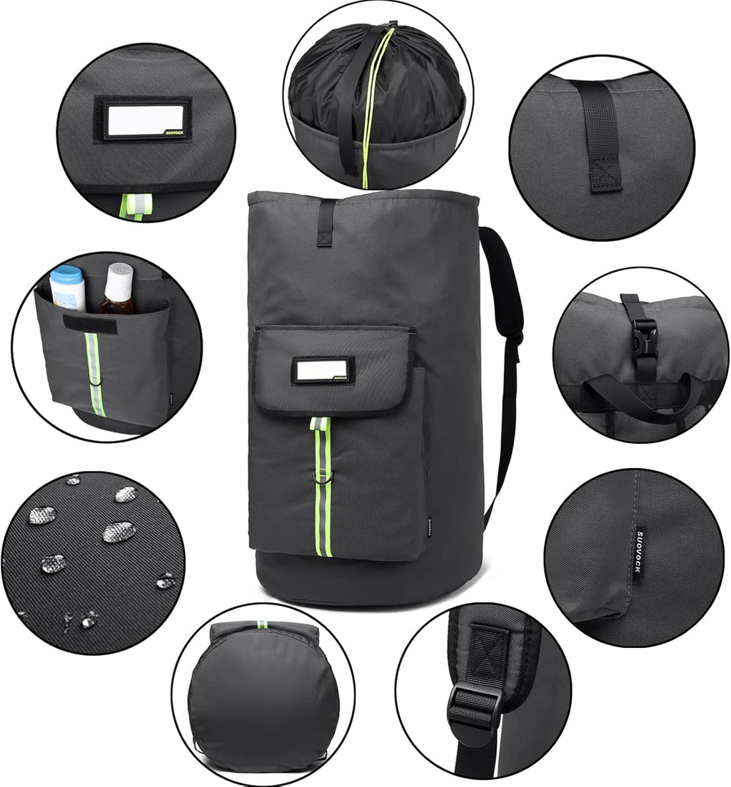 laundry bag backpack,extra-large heavy duty laundry bags,laundry backpack for college students,drawstring closure (charcoal grey laundry bag with straps)