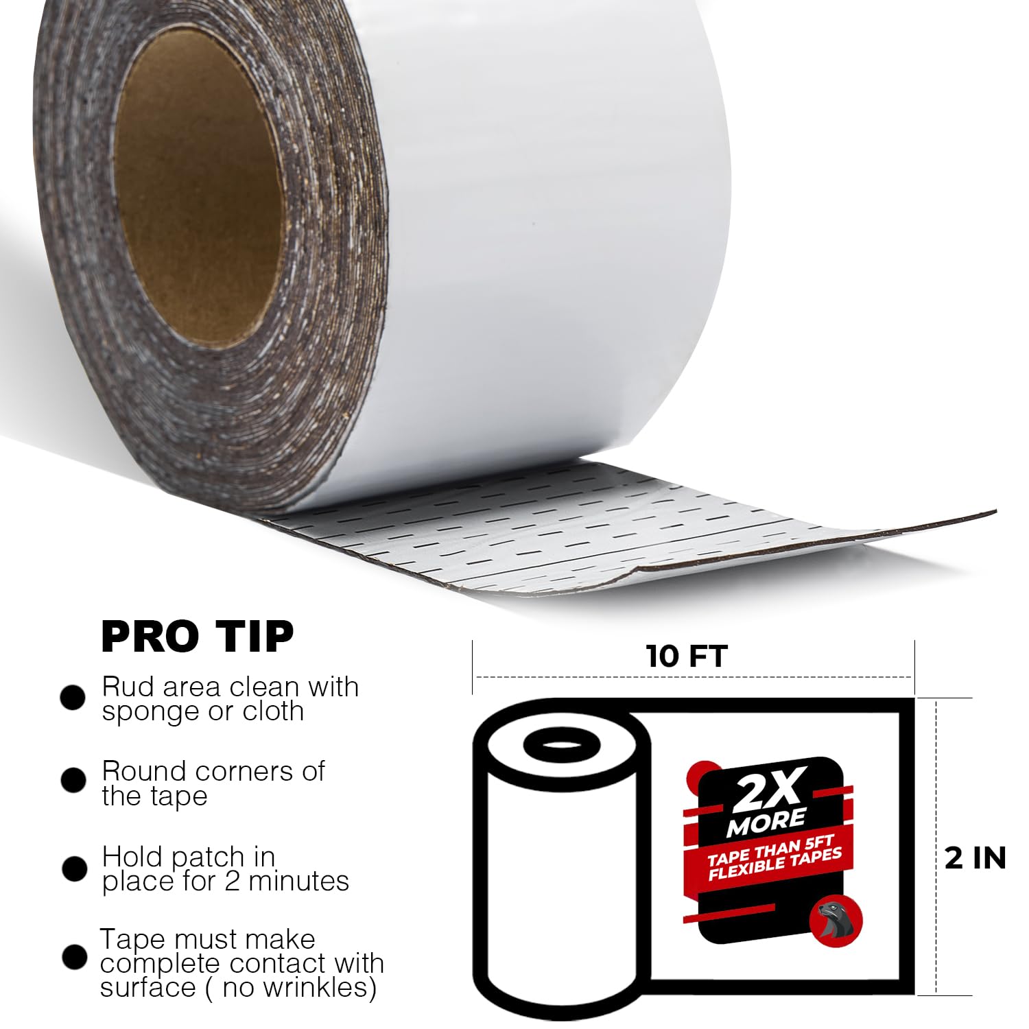 White RV Roof Sealant Tape, 2" x 10' Waterproof Repair Seal Tape – Extra Thick, UV-Resistant, Weatherproof Patch for Permanent Leak Sealing on RVs, Trailers, and Mobile Homes
