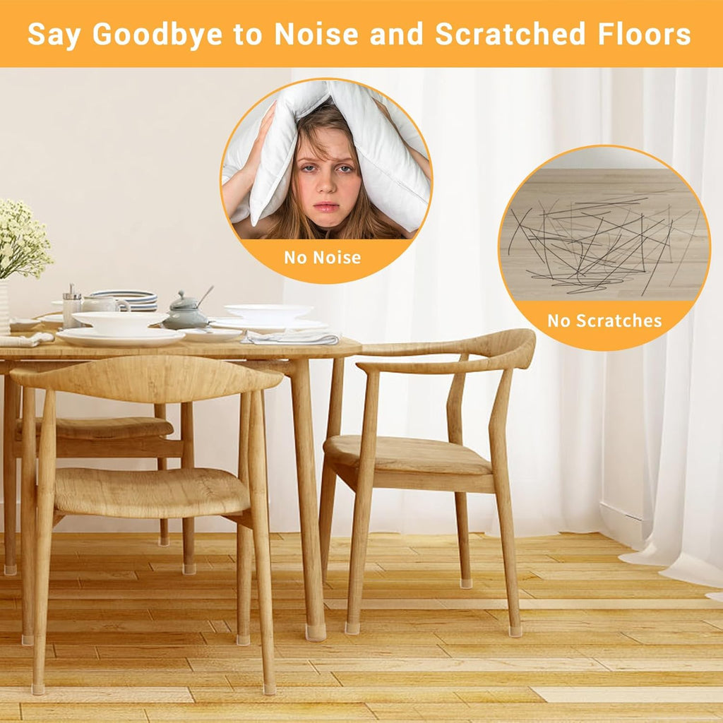 24 Pcs Extra Large Chair Leg Floor Protectors, Silicone Chair Leg Protectors for Hardwood Floors, High Elastic Floor Protectors for Chairs, Chair Leg Caps Protect Wooden Floors from Scratching