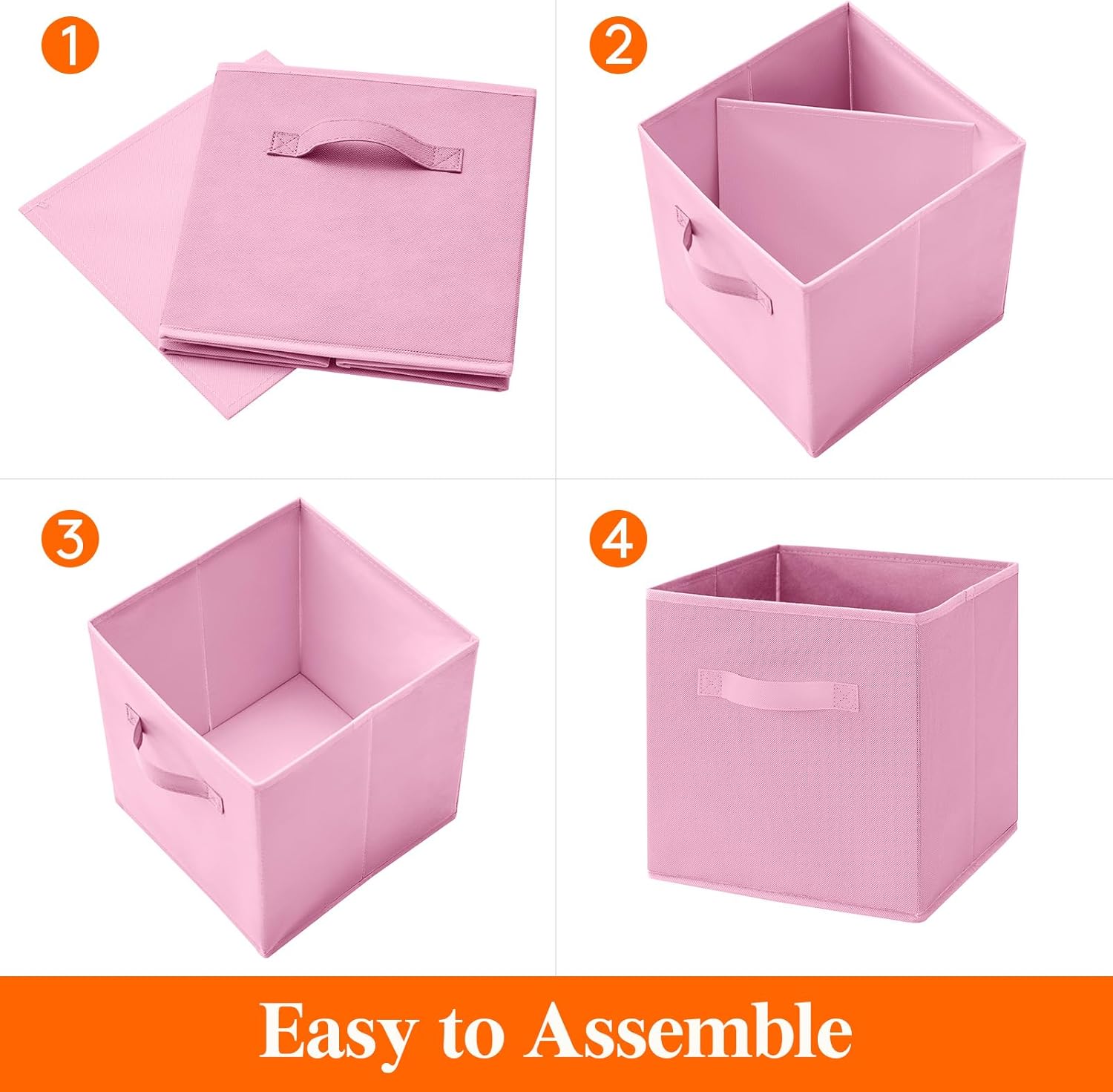 Lifewit 12 Packs Storage Cubes, 11 Inch Cube Storage Bins, Foldable Decorative Fabric Storage Baskets for Organizing Home Organizers with Handles for Shelves, Closet,Pink