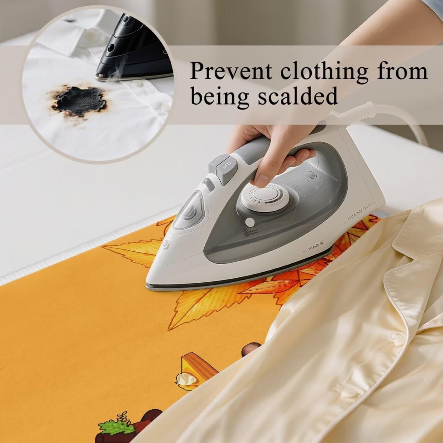 Yellow Ironing Mat Pumpkin Ironing Board Pad Heat Resistant, Portable, Quilting & Travel Blanket 32 x 16 Inch Thanksgiving Small Ironing Mat for Table Top,Countertop,Etc