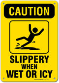Caution Slippery When Wet Sign or ICY Sign, 7" x 10" 0.40 Aluminum, Fade Resistance, Indoor/Outdoor Use, USA MADE By My Sign Center