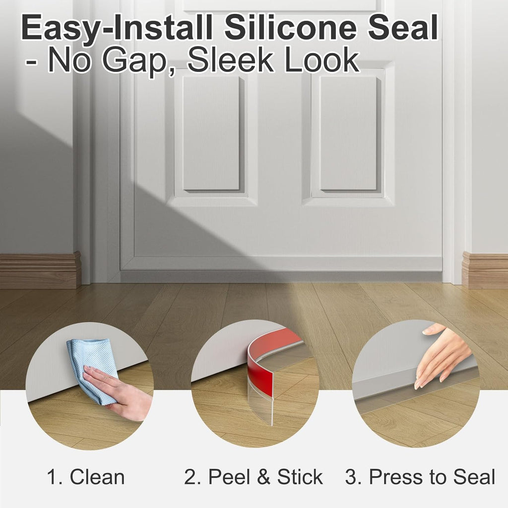 Heavy-Duty 36 ft x 3 in Weather Stripping, Extra Thick 2mm Door Draft Stopper Silicone Seal Strip for House and Glass Shower Doors for Collision and Side Gaps of Door and Windows, Clear