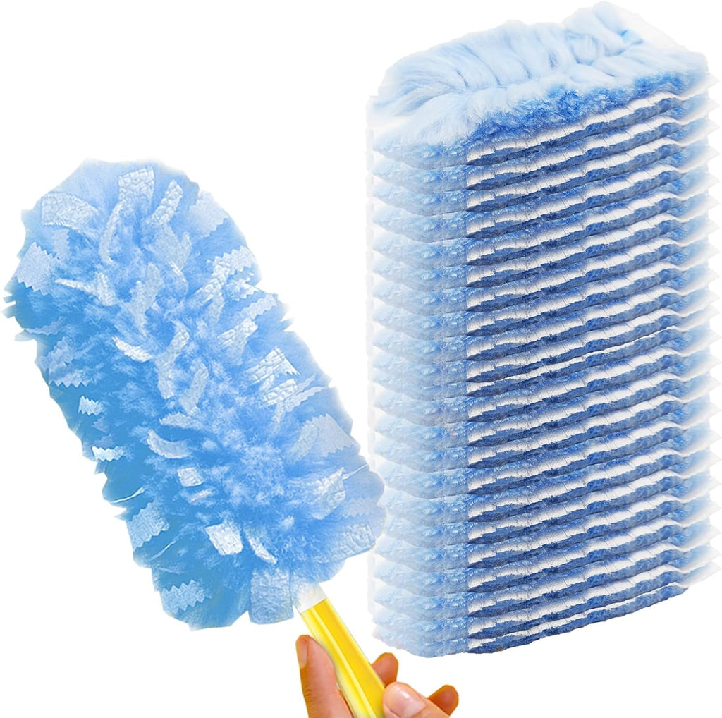 Duster Refill for Swiffer Duster, 30 Count Heavy Duty 2 Side 360° Duster Refills with 1 Handle, 4X Microfibers, Disposable Multi Surface Dusters for Cleaning