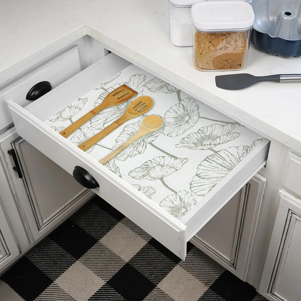 Shelf Liner for Kitchen Cabinets Non-Adhesive Cabinet Liner,Non-Slip Drawer Liners,Waterproof Pantry Shelf Liners Cover,Easy to Clean Cabinet Liners for Shelves,Drawers (12In x 16.4FT)