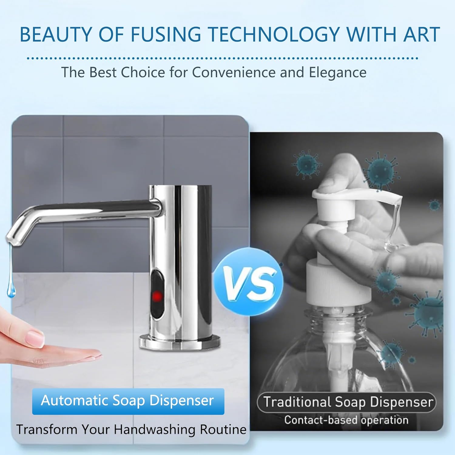 Automatic Soap Dispenser Touchless for Kitchen and Bathroom, Sink Built in Commercial Electric Soap Dispenser,Upgraded Infrared Sensors, with Bottle and Pump Electroplated 33.81oz/1000ml