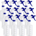 Eccliy 12 Pcs 16 Oz Plastic Spray Bottle, Adjustable Empty Reusable Sprayer for Cleaning, Planting, Water, Bathroom and Kitchen, BBQ, Commercial and Residential(Blue & White,Measurement)