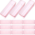 Maitys 12 Pcs Vanity Drawer Organizer 9 x 3 x 2 Inches Clear Plastic Utensil Organizers Kitchen Drawers Dividers for Office Desk Silverware Kitchen Utensils Cosmetics and Bathrooms(Pink)