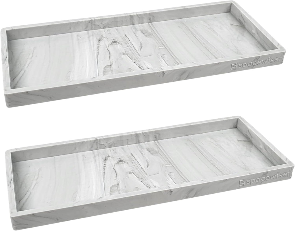 Countertop and Vanity Tray - 2 PC Large 11.7" Silicone Bathroom Trays, Counter Organizer, Dish Soap Sponge Holder Kitchen Sink Tray Organizer, Sink Caddy Toothbrush Key Kitchen Soap Trays
