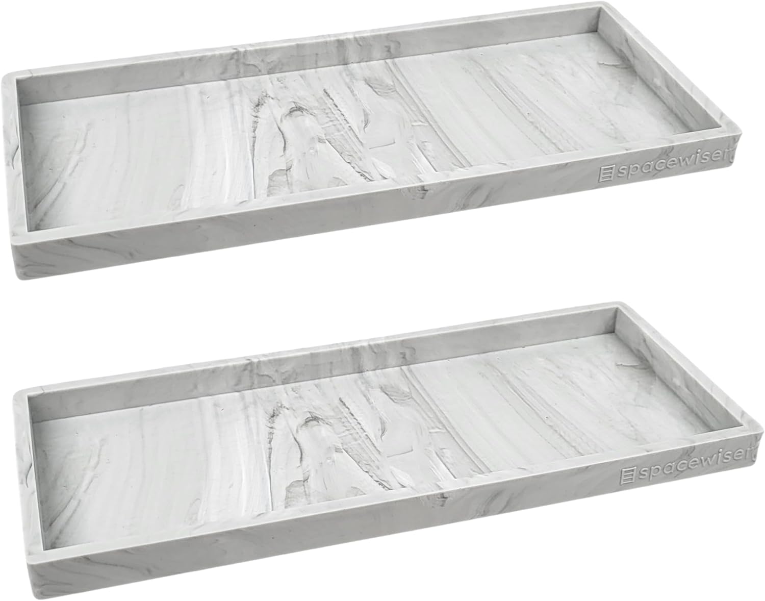Countertop and Vanity Tray - 2 PC Large 11.7" Silicone Bathroom Trays, Counter Organizer, Dish Soap Sponge Holder Kitchen Sink Tray Organizer, Sink Caddy Toothbrush Key Kitchen Soap Trays