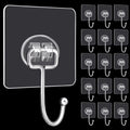 DKHDBD Large Adhesive Hooks, 16-Pack Hold 33lb(Max) Heavy Duty Sticky Hooks, Waterproof Transparent Hooks for Hanging, Self-Adhesive Traceless Clear Wall Hooks to Use for Keys Robe & Towel