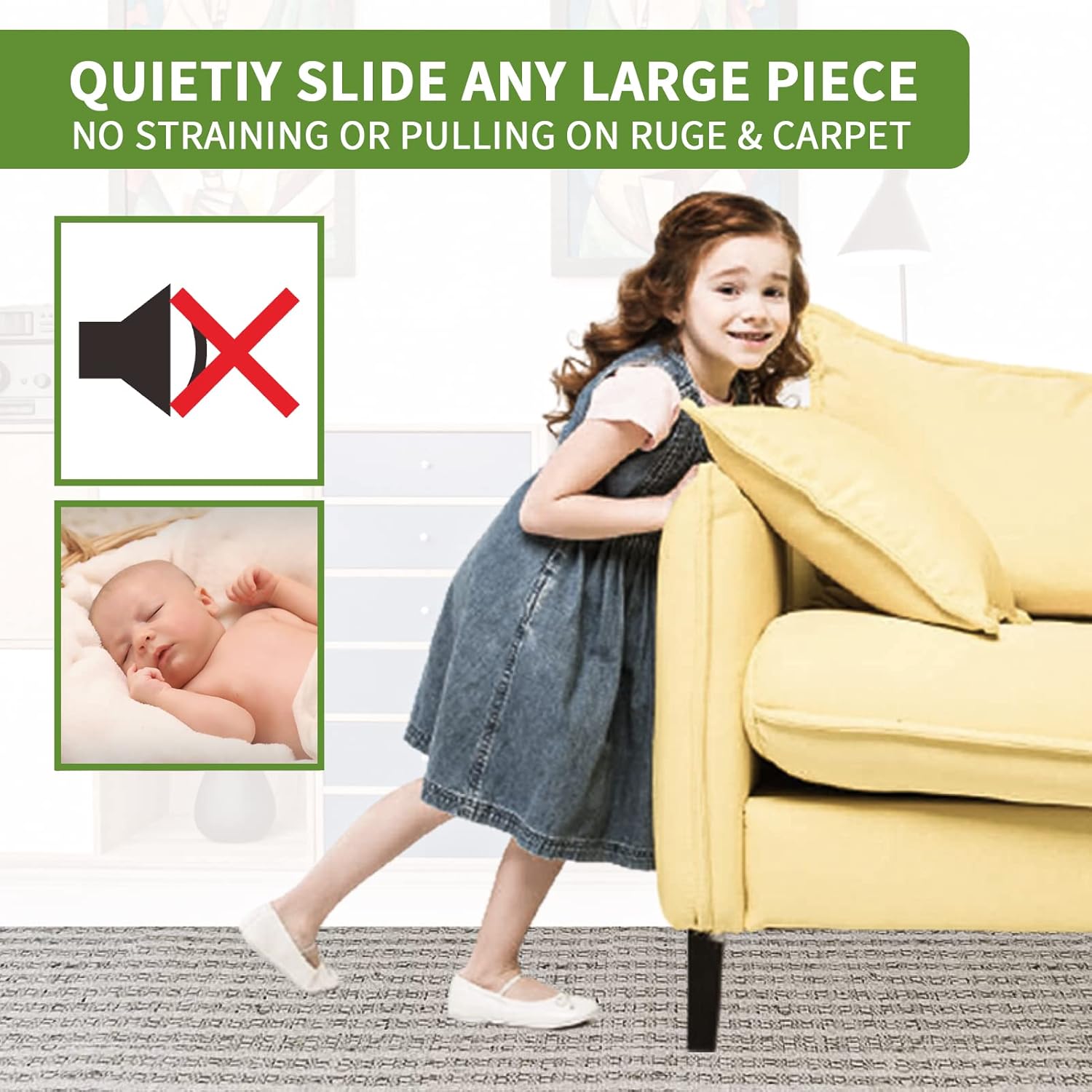 Furniture Sliders for Carpet 8 PCS - 3 1/2 inch Furniture Moving Slider Chair Legs Floors Protectors– Move Your Furniture Easy & Safely(for Carpet)