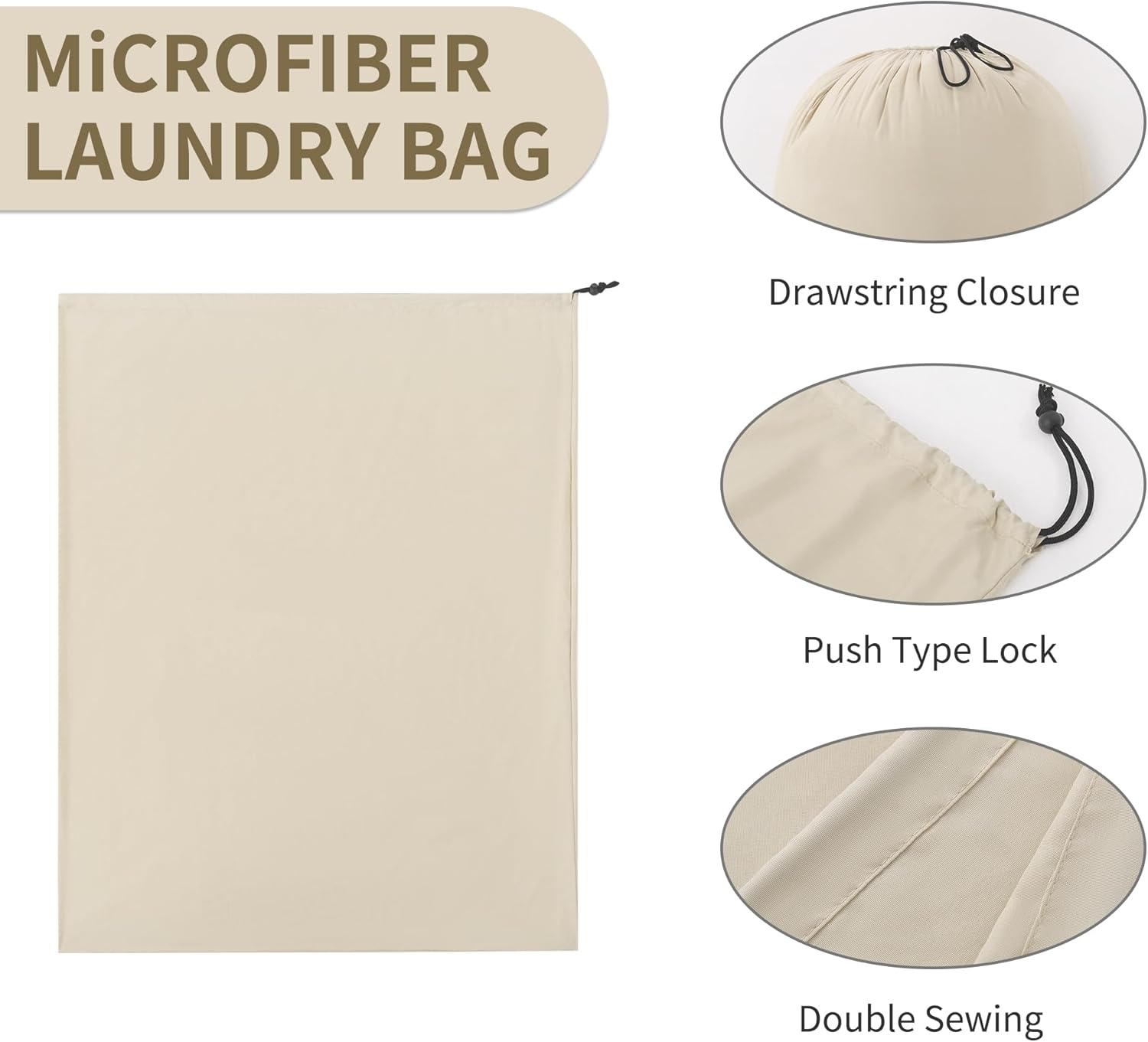 ZPECC Travel Laundry Bag 24 Pack,Bulk Extra Large Heavy Duty Bags, Durable Dirty Clothes Organizer With Drawstring, Fit a Basket or Hamper (40" X 30",Khaki)