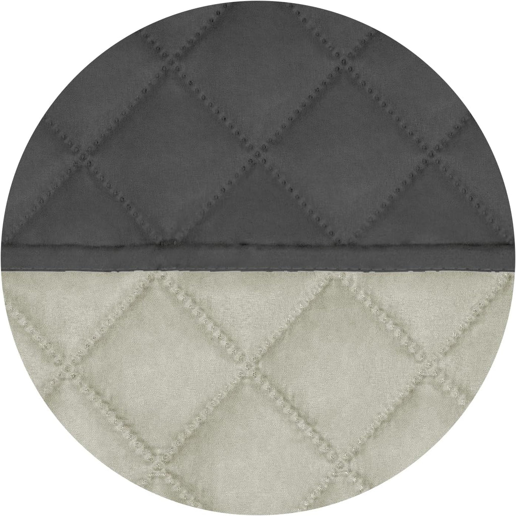 PureFit Reversible Quilted Sofa Cover, Water Resistant Slipcover Furniture Protector, Washable Couch Cover with Non Slip and Elastic Straps for Kids, Dogs, Pets (Oversized Loveseat, Dark Gray/Beige)