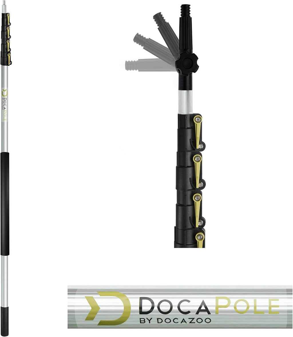 DOCA Scrub Brush 7-30 Ft with Long Handle Extension Pole - Outdoor Broom and Scrubbing Brush for House Floor, Deck, Patio, Car - Medium Brush