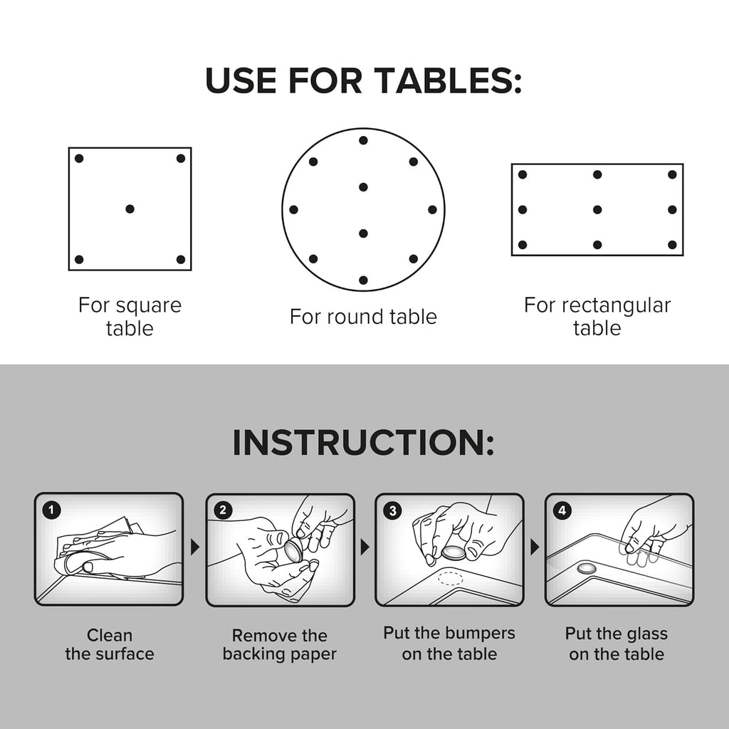 X-Protector Glass Table Top Bumpers - 20 PCS 1.2"- Self-Adhesive Glass Table Top Anti Slip Pads - Clear Rubber Glass Table Top Grippers - Glass Table Protector to Keep Glass Table Top from Sliding!