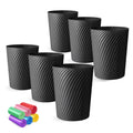 Small Trash Can 1.8 Gallons, Bathroom Trash Can & Garbage Can with 6 Trash Bags, Bedroom Trash Bin & Waste Basket for Office, Bedroom, Living Room, Kitchen, Compact Space (6-Black)