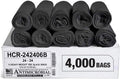 Aluf Plastics High Density Trash Bags, 10 Gallon, 4000 Count, 6 Micron (eq), 24" x 24", Black, for Bathroom, Office, Industrial, Commercial, Janitorial, Municipal, Recycling