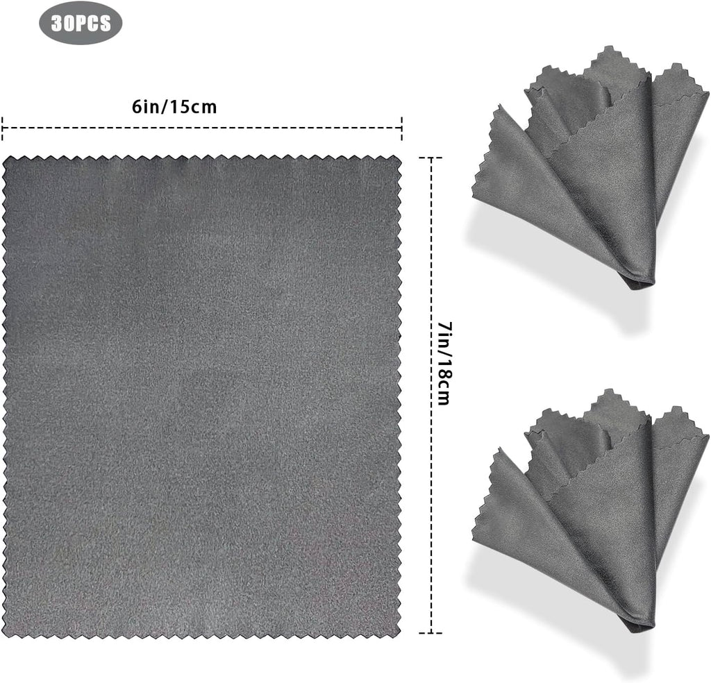Microfiber Cleaning Cloths (30 Pack), 6x7 Inch – Soft Lens & Glasses Cleaning Cloth for Eyeglasses, Camera Lenses, Screens, and All Delicate Surfaces