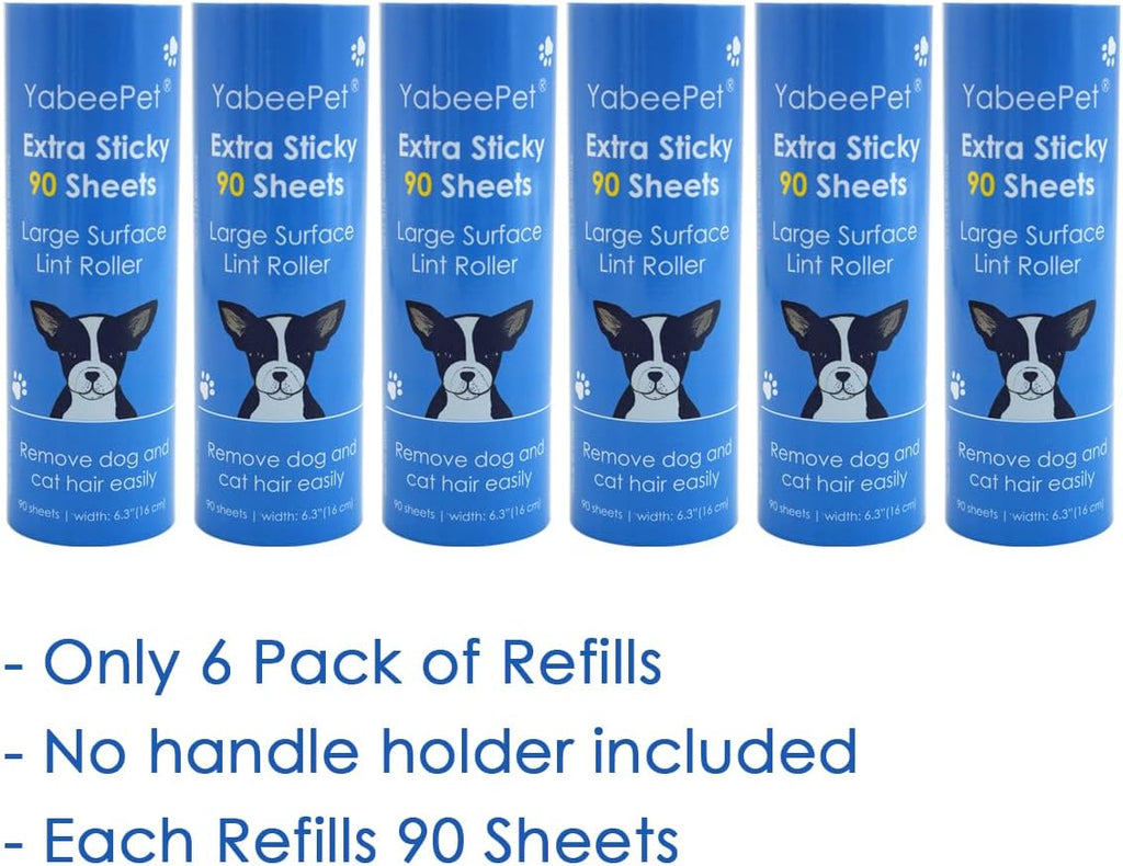 Extra Sticky Large Lint Roller Refills, 6.3'' Giant Lint Roller Refills for Pet Hair, Clothes&Furniture Cleaning, 540 Sheets in Total