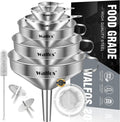 Stainless Steel Funnel, Walfos 6 Different Sizes of Kitchen funnels with 2 Removable Strainer ＆ 1Pcs Cleaning Brush, 200 Mesh Food Filter Strainer,for Transferring of Liquid, Oils, Jam, Powder