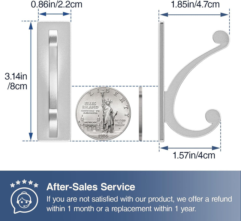 Adhesive Wall Hook for Towel/Coat - Extra Sticky 10LB Stainless, Stick on Hanger for Bath or Shower, Matt Silver 4-Pack