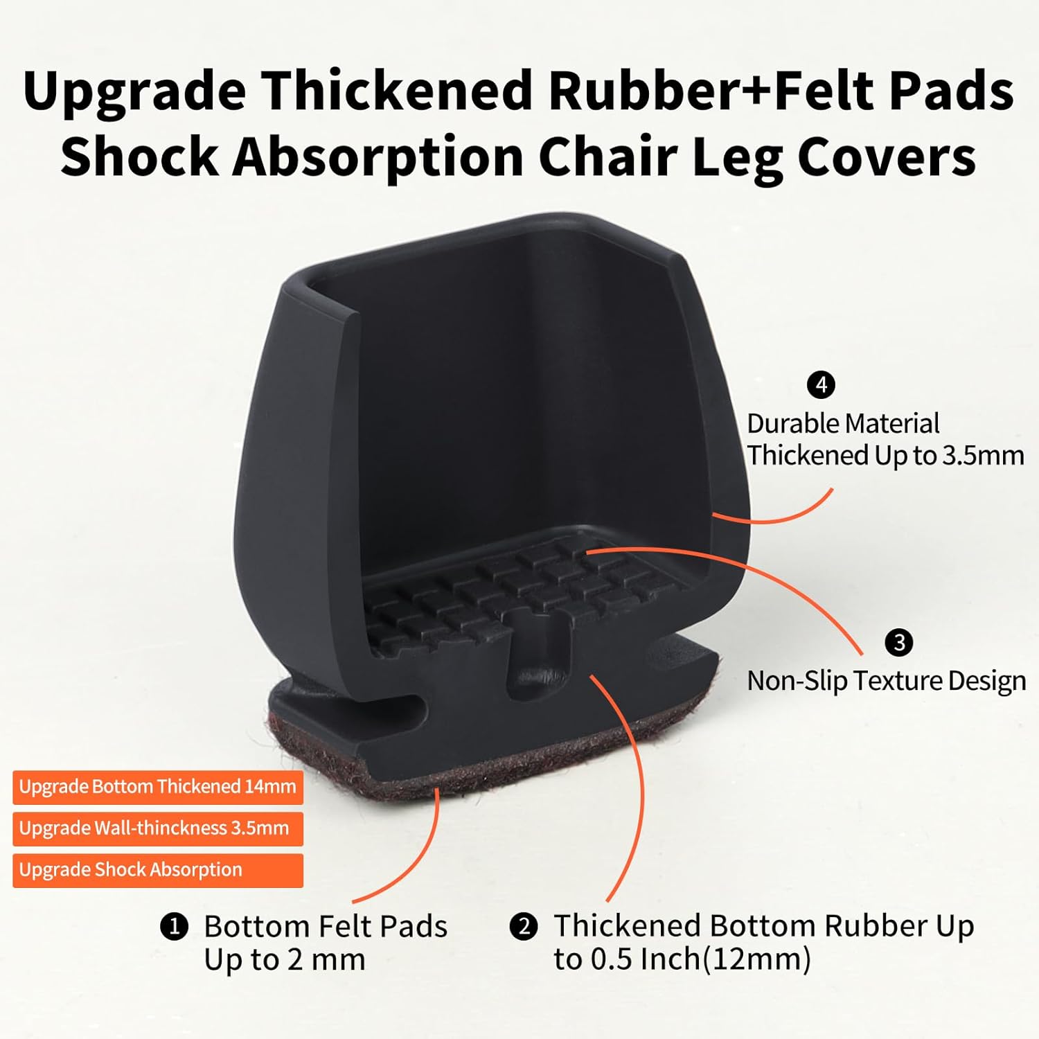 Ezprotekt 24 Pcs Small Square Silicone Chair Leg Floor Protectors for Wood Floors, Felt Furniture Pads Caps, Bar Stool Leg Floor Protectors Covers for Chair Desk Table (Fit 0.5"- 0.8", Black)