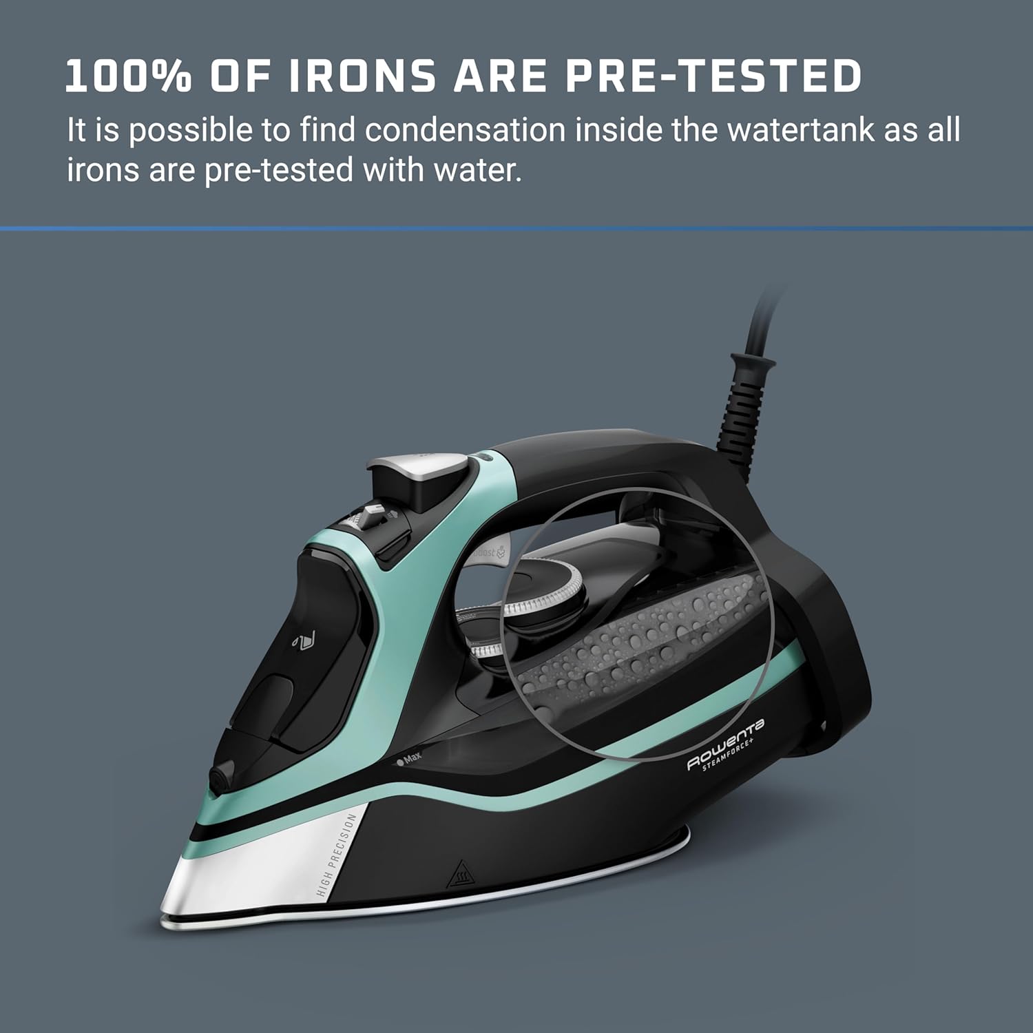 Rowenta Steam Force Stainless Steel Soleplate Steam Iron for Clothes, 400 Microsteam Holes, 1800 Watts, Ironing, Fabric Steamer, Garment Steamer, Digital Display, Precision Tip, DW9440