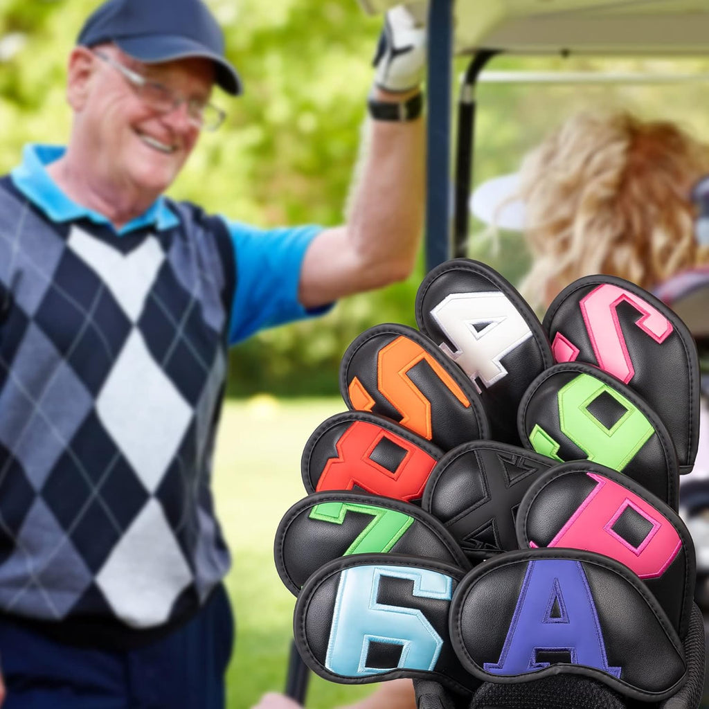 CRAFTSMAN GOLF 12pcs or 1pc Thick Synthetic Leather Golf Iron Head Covers Set Headcover Fit All Brands Callaway Ping Taylormade Cobra Etc. Also Custom Name
