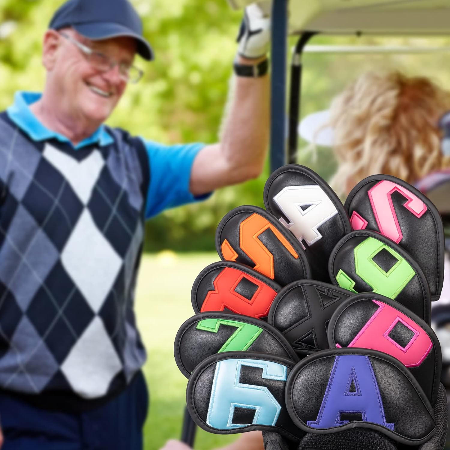 CRAFTSMAN GOLF 12pcs or 1pc Thick Synthetic Leather Golf Iron Head Covers Set Headcover Fit All Brands Callaway Ping Taylormade Cobra Etc. Also Custom Name