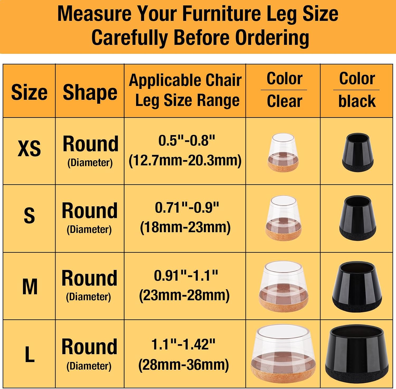 32 Pcs New Chair Leg Floor Protectors, Silicone Chair Leg Protectors for Hardwood Floors, Floor Protectors for Chairs, Chair Leg Caps Protect Wooden Floors from Scratching, Won't Tear