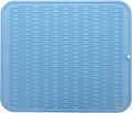 Silicone Dish Drying Mat for Multiple Usage,Easy clean,Eco-friendly,Heat-resistant Silicone Mat for Kitchen Counter or Sink,Refrigerator or Drawer Liner Light Blue XL 18 inches x 16 inches