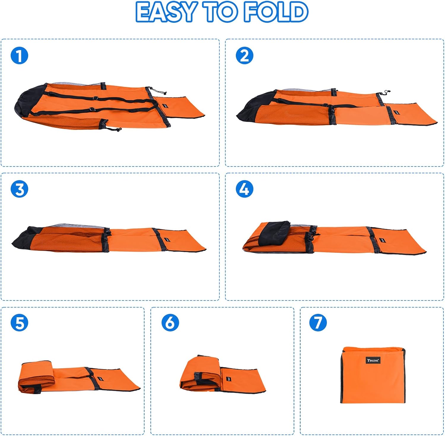 BALEINE 120L Laundry Bag Backpack, 900D Oxford Fabric Large Travel Laundry Bags with Shoulder Straps and 2 Mesh Pockets for College Dorm, Apartment, Laundromat (Orange, 120L)