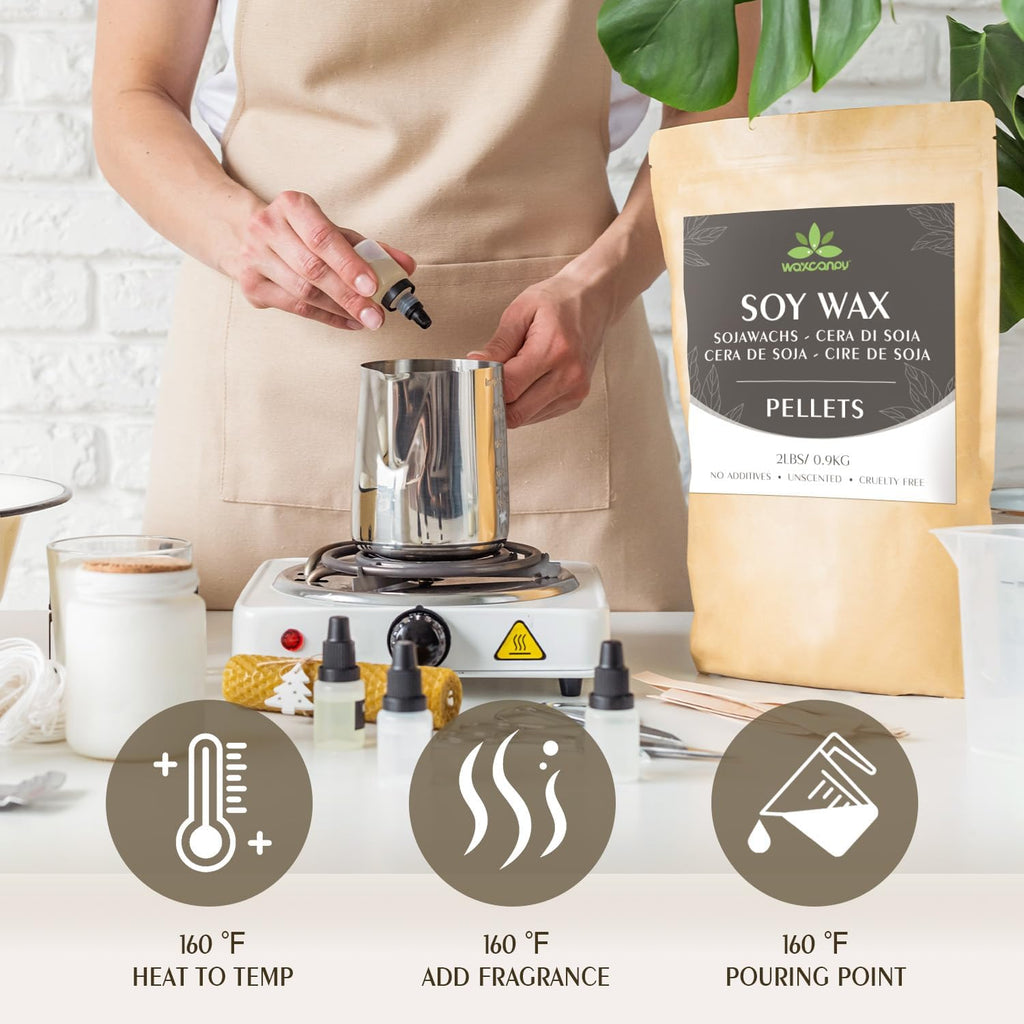 Soy Wax, Waxcanpy Natural Candle Wax, Organic Soy Wax for Candle Making from Farm, No Additives, Harmless and Pure (10lb)
