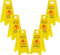 6-Pack Caution Wet Floor Signs | Foldable Sturdy Double-Sided Bilingual Saftey Warning Signs | Cuadado Piso Mojado| Avoid Fall & Slip Accident | Bright Yellow