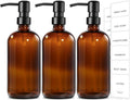 GMISUN Shampoo and Conditioner Dispenser, 3 Pack Amber Glass Bathroom Shampoo Conditioner Body Wash Dispenser with Pump for Shower, 17 Fl Oz Hand Soap Dish Soap and Lotion Dispenser Set for Kitchen