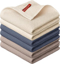 Artoid Mode 100% Cotton Beige Brown Dark Grey Waffle Weave Kitchen Dish Cloths, 12x12 Inch Ultra Soft Absorbent Quick Drying Kitchen Dish Towels Set of 6, Multicolor
